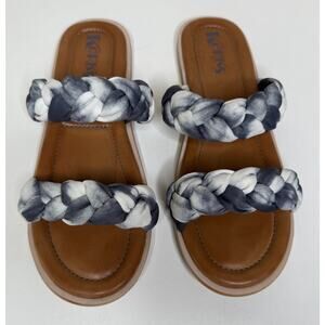 Korks Pilar Sandals Womens 9 Blue Tie Dye Fabric Braided Strap Cushioned Slide